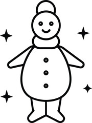 Flat Style Line Art Christmas Character With Snowy Sparkle