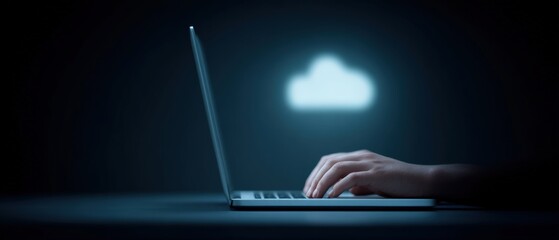 Data uploading action digital workspace technology scene modern environment overhead view cloud computing concept for enhanced productivity