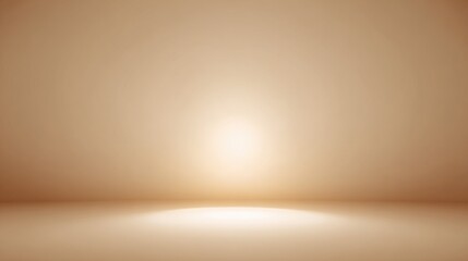 Soft gradient beige background with glowing spotlight in center creating elegant studio atmosphere ideal for product mockups, minimalist design templates and branding visuals