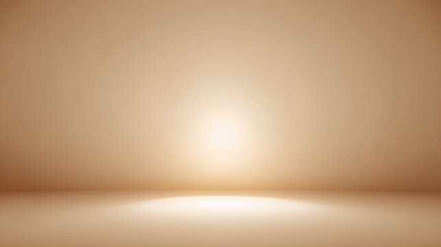 Soft gradient beige background with glowing spotlight in center creating elegant studio atmosphere ideal for product mockups, minimalist design templates and branding visuals