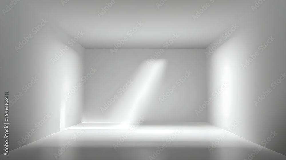 Poster Plain white studio background with minimalistic scene and gradient floor