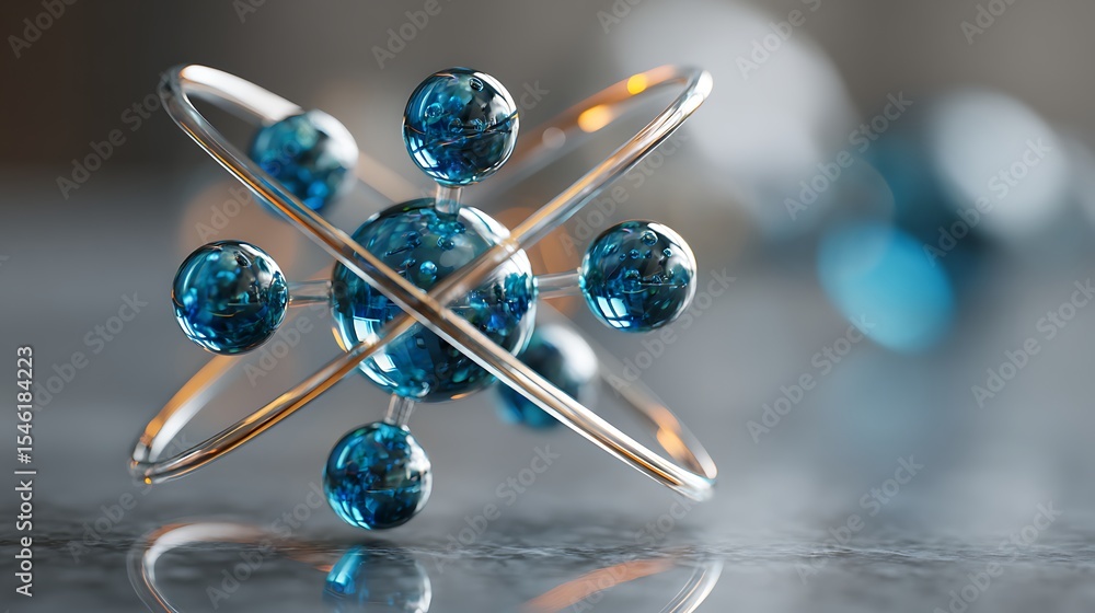 Aufkleber selective focus, atom molecular with science and medicine concepts