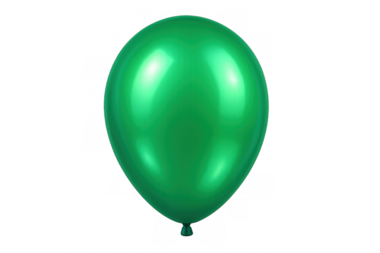 Bright green balloon hovering against transparent backdrop, ideal for celebratory graphics and festive visual compositions