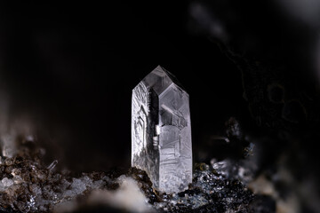 Phillipsite crystal. Specimen from Mailhac, St-Jean-Le-Centenier, France. Micro photography extreme close-up. microscope mineral crystal photography for Scientific use.