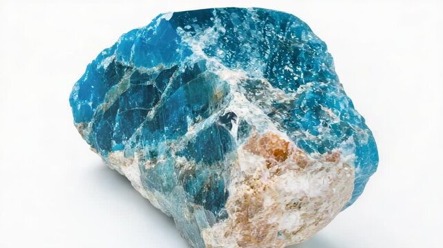 Close-up shot of a piece of blue and white rock on a white surface, suitable for scientific or educational purposes