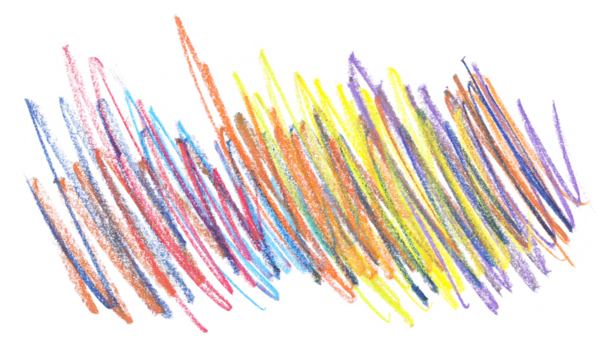 Photo grunge hand drawn colorful scribble hard pastel, rainbow isolated on white, clipping path