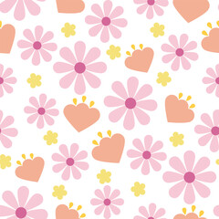 Colorful tropical flower seamless pattern.Abstract background surface texture background.Nature botanical Nordic folk illustration.Vintage design for fabric,summer, spring,celebration,fabric,decorate 