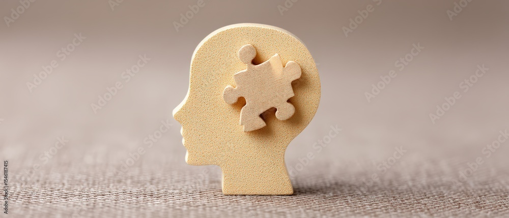Poster exploring mental health awareness through puzzle imagery abstract setting visual art calm environmen