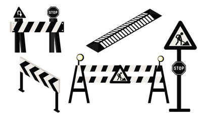 Road construcation vector icon Set Flat Design