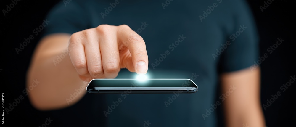 Poster innovative touchscreen interaction demonstration technology show digital content dark environment cl