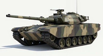 Advanced Military Tank: Camouflaged Modern Warfare Machine