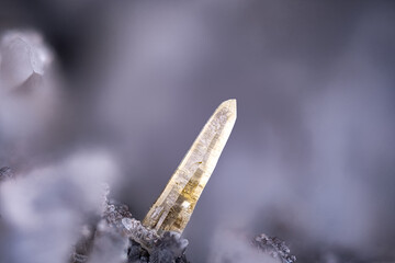 Mimetite crystal. Specimen from Tsumeb mine, Namibia. Micro photography extreme close-up. microscope mineral crystal photography for Scientific use.