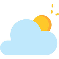 Minimalist Vector SVG Illustration of Sun and Cloud in Flat Design Style with Bright Colors for Web and App Use