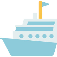 Fototapeta premium Vector Minimalist SVG Icon of Yacht Boat with Geometric Shapes in Flat Design Style Featuring Blue and Yellow Colors