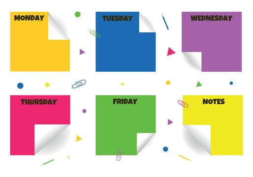 Colorful Weekly Planner Stickers – School Schedule Notes with Bright Sticky Paper Design