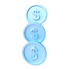 Obraz premium 3D Blue Dollar Coins Stack – Glossy Financial Icon for Wealth, Economy, and Digital Currency Concepts