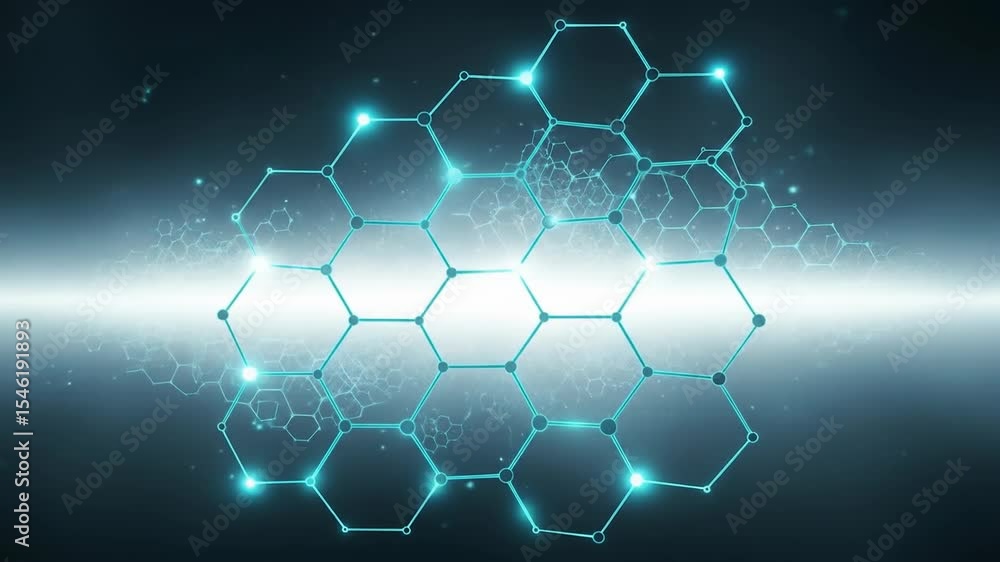 Poster abstract hexagon network animated graphic design technology visuals