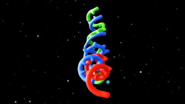 A 3d animation of DNA three-way junction, a crucial structural motif found in various biological processes such as DNA recombination, repair, and replication.
