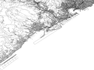 Obraz premium 3D illustration of city and urban in Genoa Italy