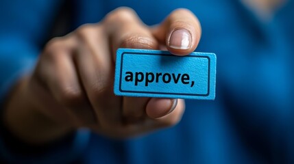 A person ticks a checkbox labeled "approve," illustrating decision-making for business project approval or rejection