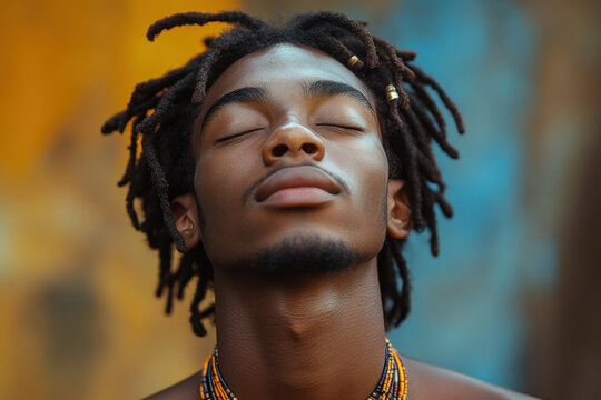 A man with dreadlocks staring at the camera.