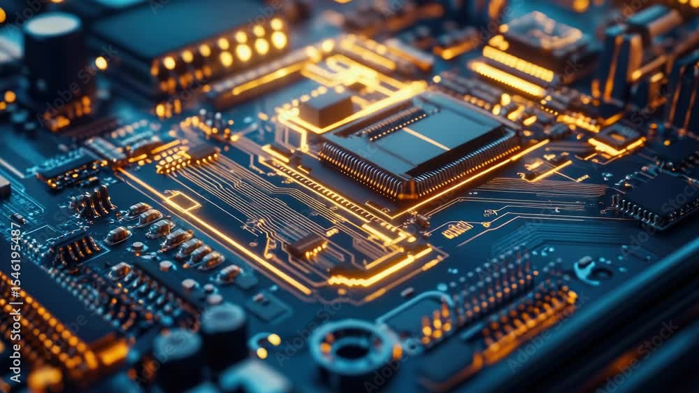 Poster high-quality image of a computer motherboard's internal components
