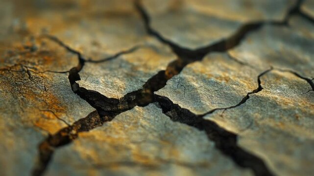 Close-up view of a crack in the earth's surface