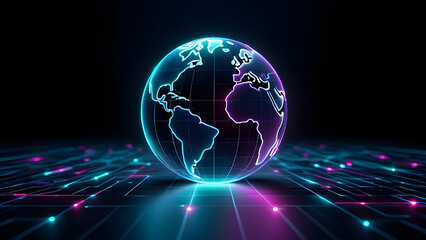 Global network digital world futuristic technology abstract background