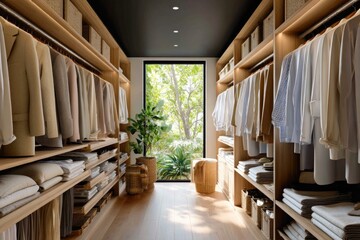 Stylish Walk-In Closet with Garden View