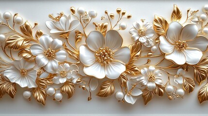 Elegant White and Gold Floral Arrangement on Soft Background for Design