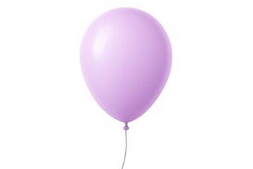 Purple balloon drifting, string dangling, transparent backdrop highlighting festive design for party graphics and celebratory media