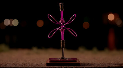 of reflective metal twisting around glowing magnetic cores