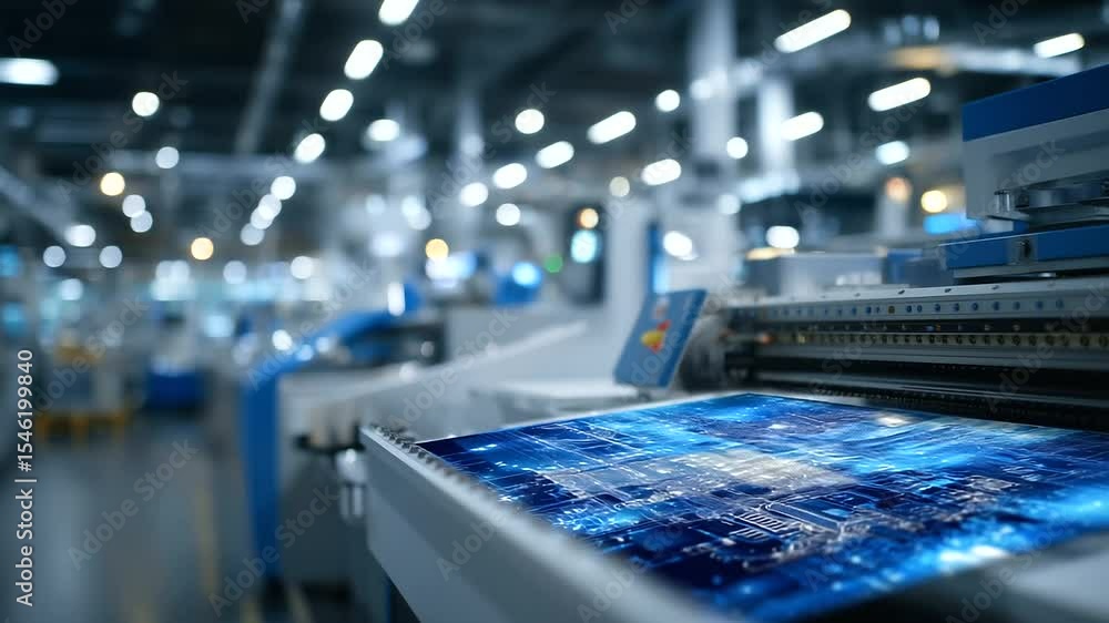 Aufkleber blue-lit environment showing printed blueprints next to their real-world machine prototypes under as