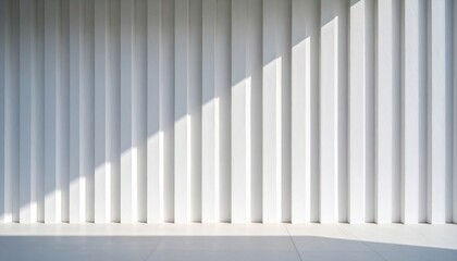 Fototapeta premium White Panel Wall With Sunlight Shadows