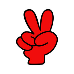 Fototapeta premium Finger gesture sign of victory vector. Hand showing two fingers raised up. Hand gesture V sign for Victory or Peace. Vector illustration design
