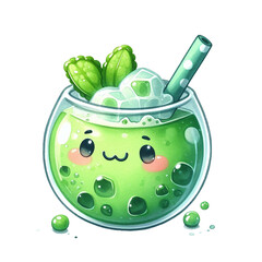 illustration of a glass of green tea