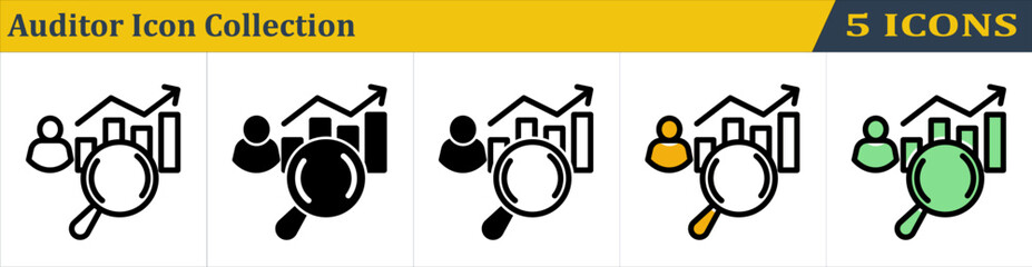 Auditor Icon Collection With 5 Style Icon (Outline, Solid, Mixed, Outline Color Lineal and Solid Color Lineal) 