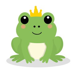Fototapeta premium Frog with Golden Crown Character Illustration Design