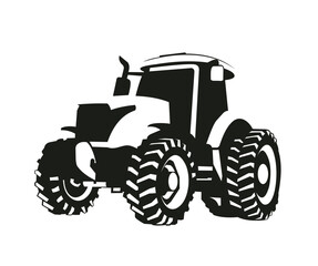 silhouette design tractor, tractor logo vector