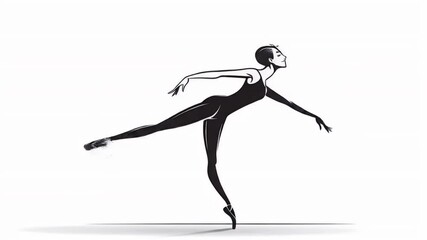 Stylized Black Stick Figure Dancing Ballet In Various Poses Isolated on White Background Gracefully Performing Movement Dance And Art