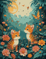 Cute bees wearing hats, honey, flowers and honeycombs and stars seamless colorful scribble cartoon pattern. Ready pattern examples in vector color swatch panel. Can be used for interior wallpaper, wra