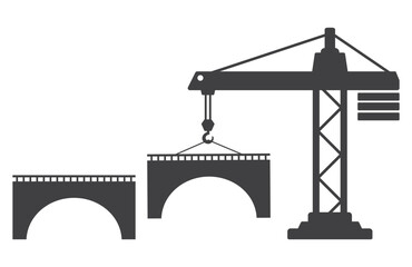 crane machine build bridge construction icon