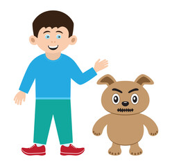  boy character with angry monster toy icon