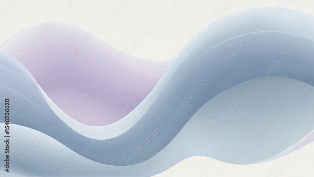 Aufkleber abstract flowing gradient waves in soft pastel shades of blue and lavender, delicate abstract wavy g