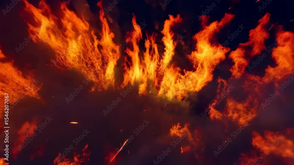 Aufkleber intense fiery explosion blaze sequence displaying dynamic flames and smoke