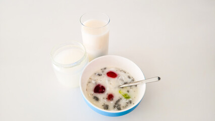 Healthy Coconut Milk Fruit Breakfast Bowl.
