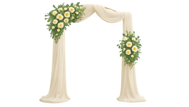Elegant Floral Wedding Arch Isolated on Transparent Background (PNG)