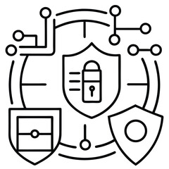 Design 15 icons for cybersecurity and data protection in a modern, professional style.