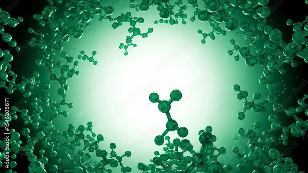 Aufkleber dynamic molecular structures emerald green visuals abstract digital art complex molecular interactio