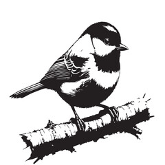 Mezzotint silhouette illustration of a female Red-Winged Blackbird